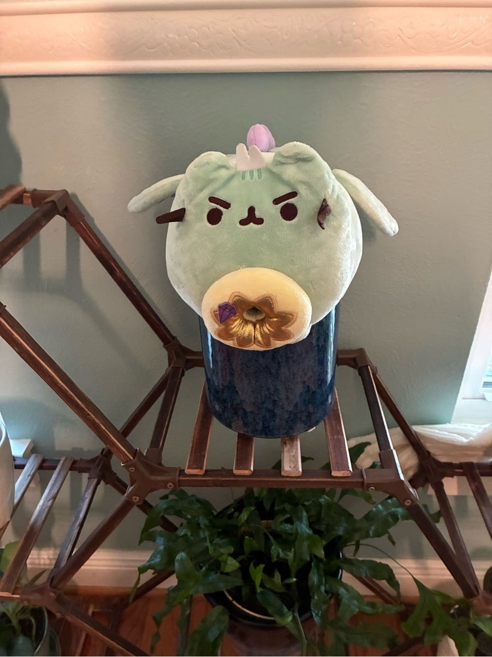 Pusheen Mint Green Plush Cat Toy with Donut Accent